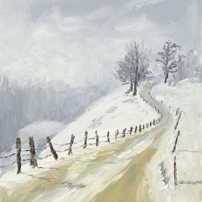 "Winter Road Through the Hills"<br/>
12x16 Oil
Dec 25, 2023