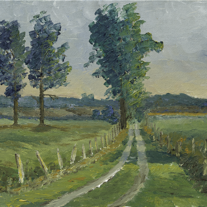 "Road to the Farmhouse"<br/>
8x10 Oil<br/>
Dec 19, 2023